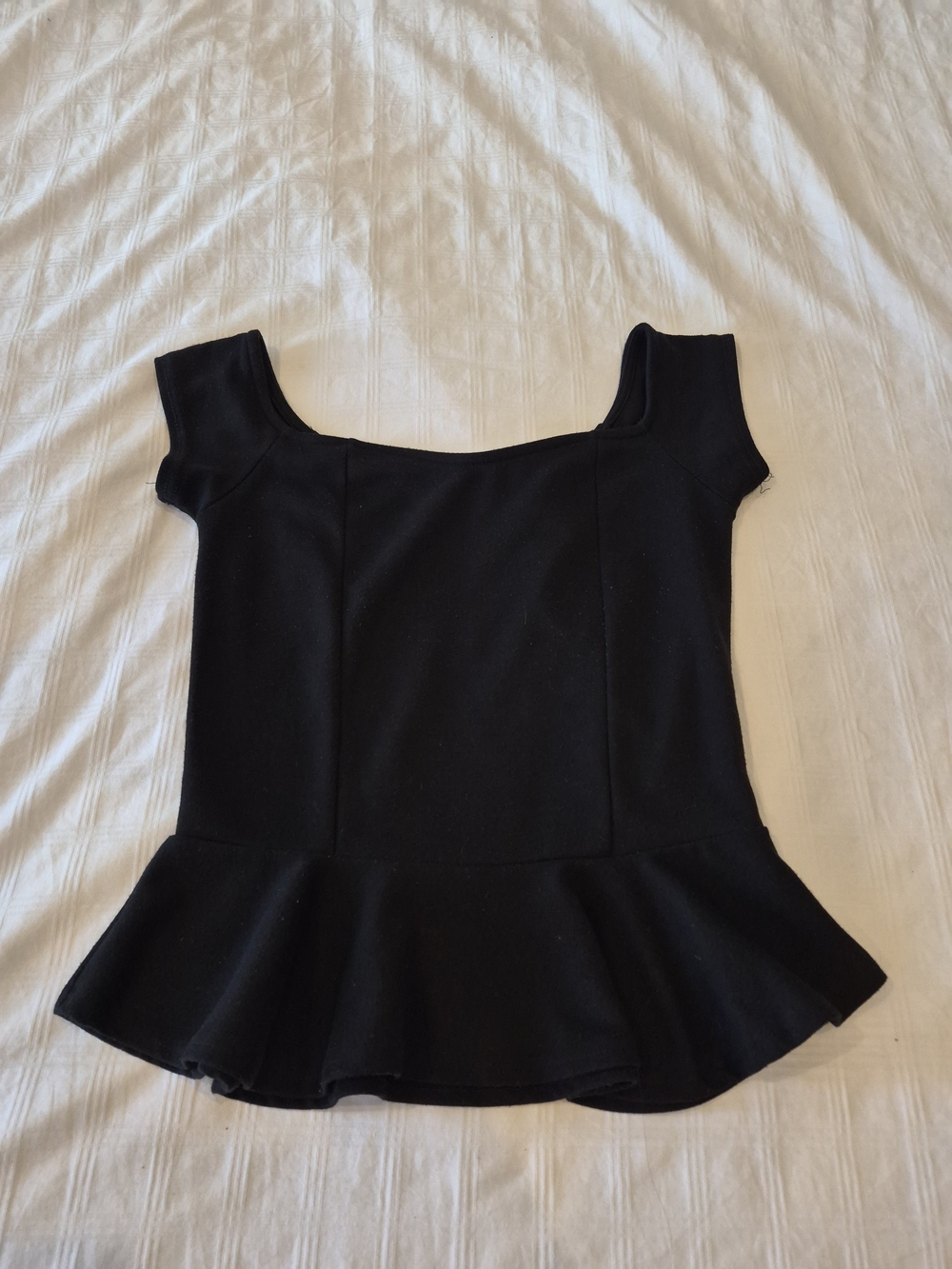 Black Peplum Square-Neck Women's Top